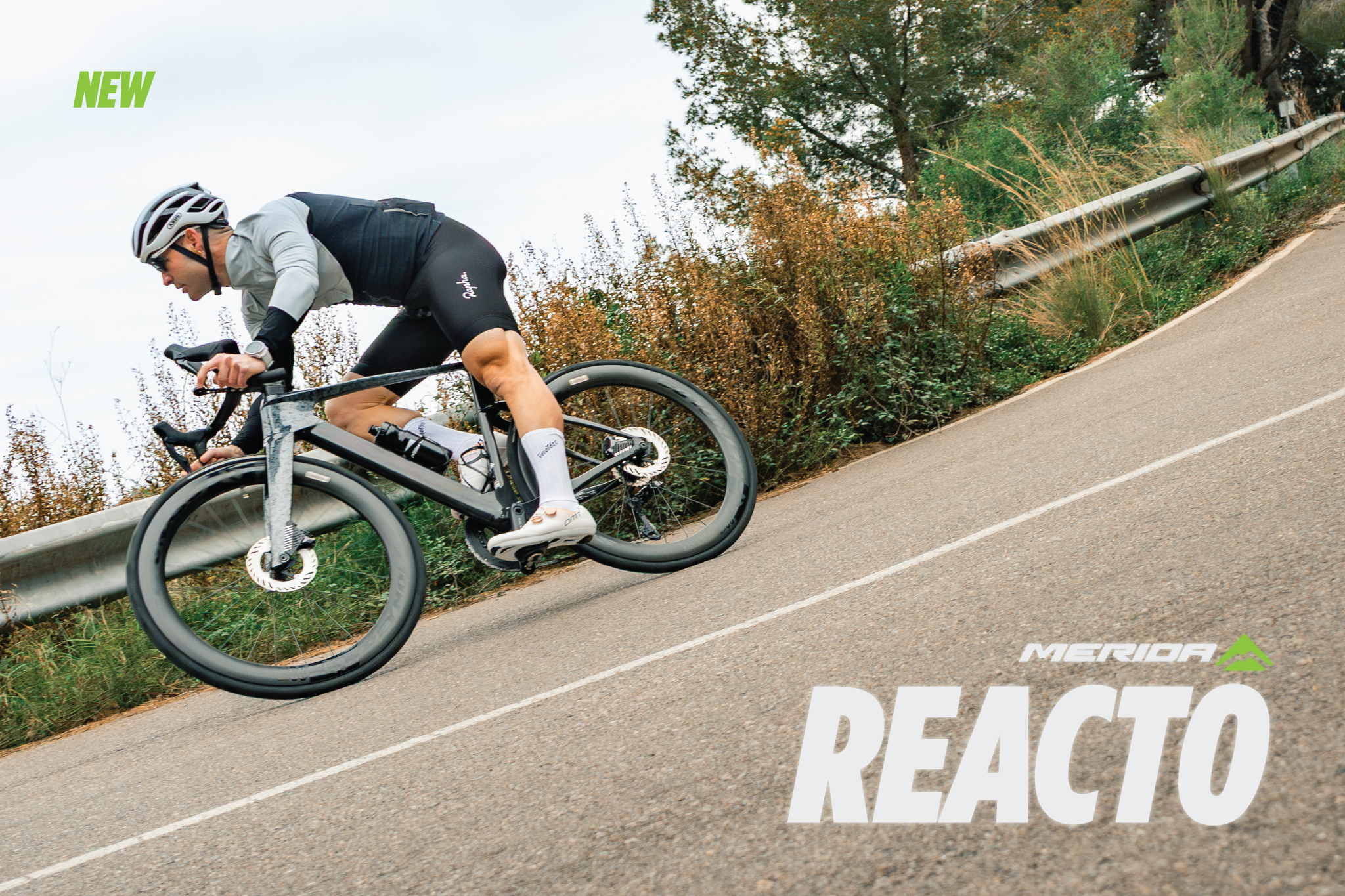Railing a corner on a Merida Road Bike in Spain