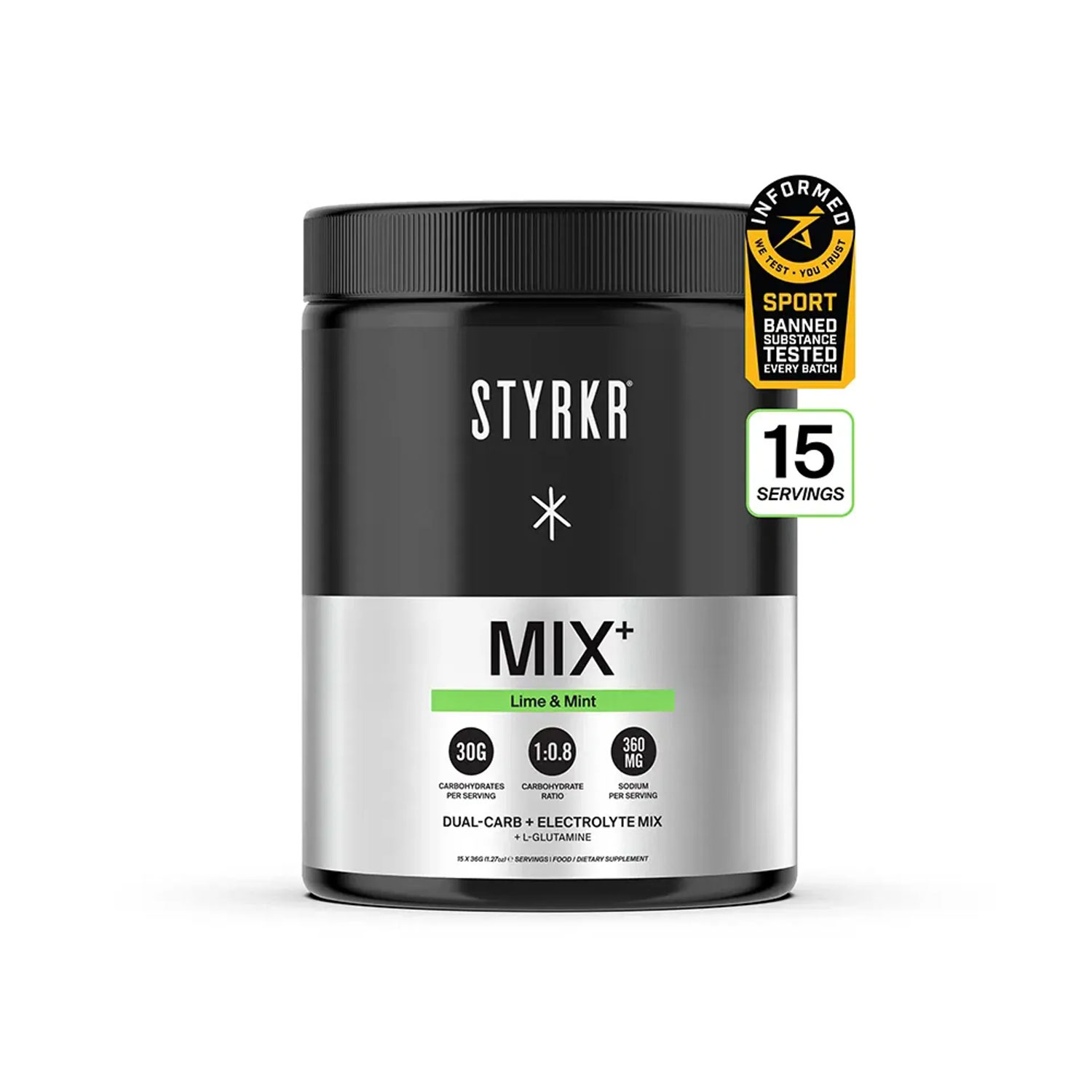 Styrkr STYRKR Mix+ Dual Carb & Electrolyte Mix - Lime and Mint - 537g, Lime Mint - Wheelbase | Price Match, FREE Postage over £50, Sale Section, Cycle To Work, 0% Finance.