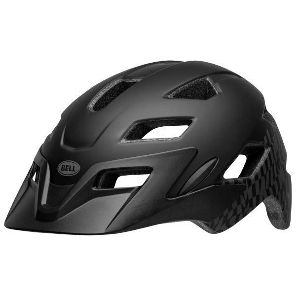 Bell Sidetrack Youth Helmet : Wavy Checks Matte Black Unisize 50-57cm