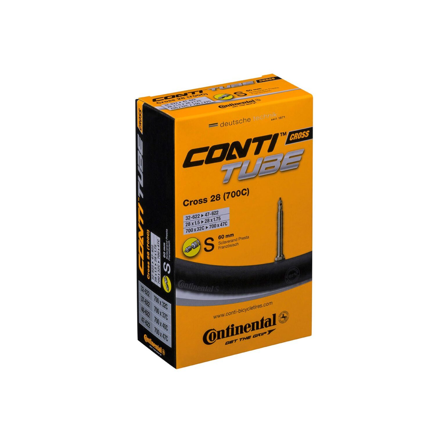Contienental Cross Inner Tube Presta 60mm Valve Black 700 x 3247c