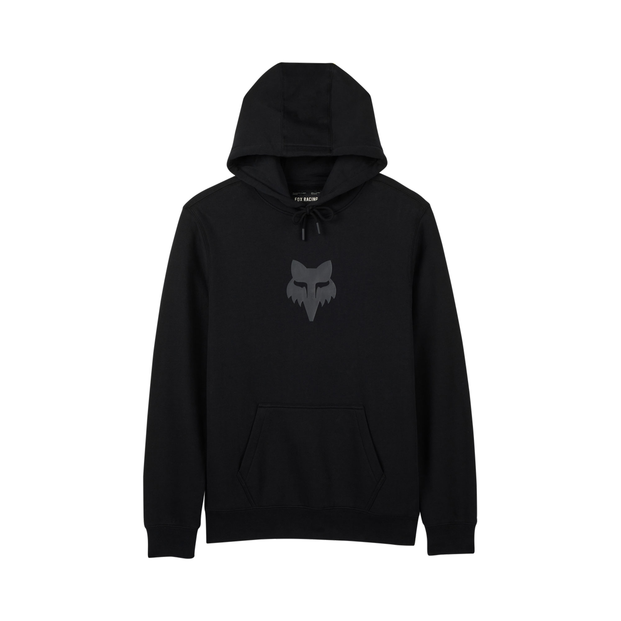 Fox Fox Head Fleece Pullover Hoodie| Black/Black