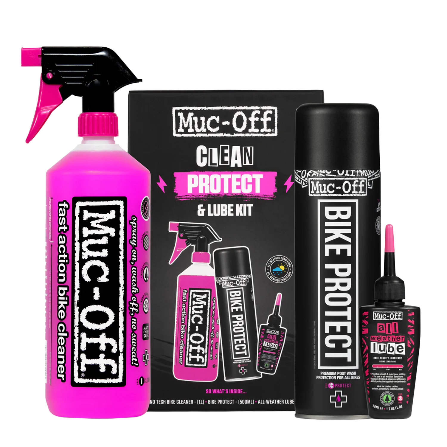Muc-Off Clean, Protect And Lube All Weather Kit - One Size, Black - Wheelbase | Price Match, FREE Postage over £50, Sale Section, Cycle To Work, 0% Finance.