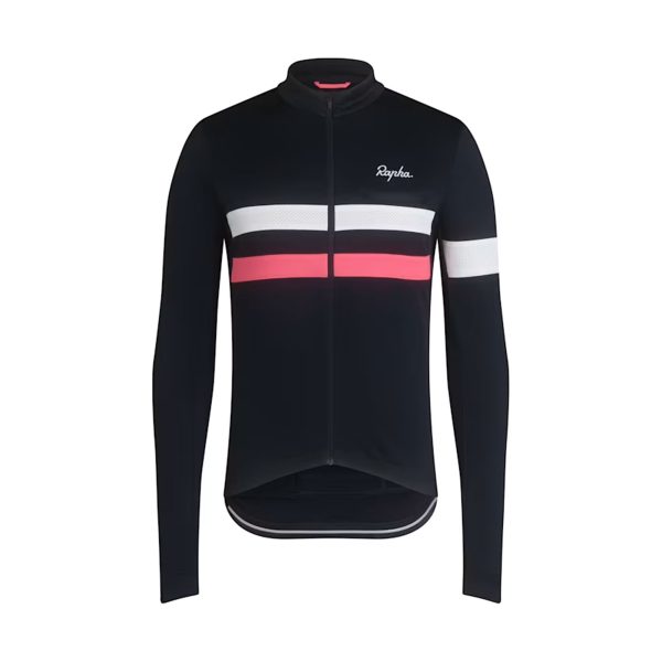 Rapha Brevet Long Sleeve Jersey : Dark Navy/Pink : Large